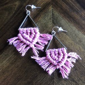 Bubble Gum Pink Macrame Earrings